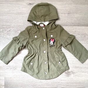Disney Junior MINNIE MOUSE Olive Green Lightweight Toddler Cinched JACKET 2T